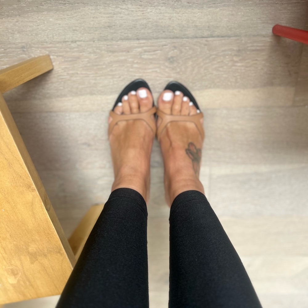 Tony Bianco Nude and Black Strappy Heels